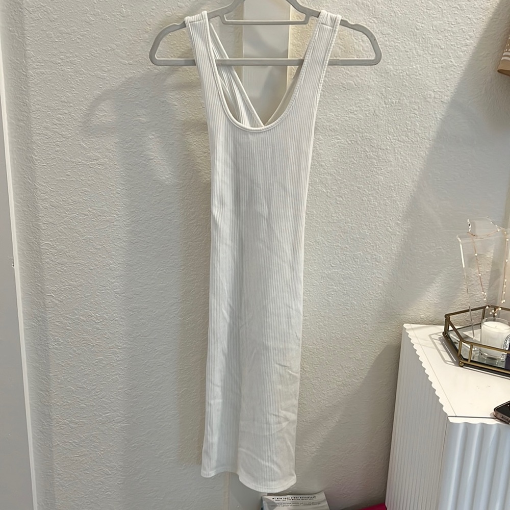 Ribbed Cross Back Midi Dress